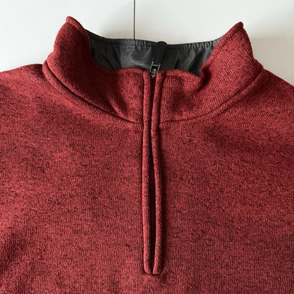 Wrangler Authentics Long‎ Sleeve 1/4 Zip Pullover Men's Sz L Red Fleece